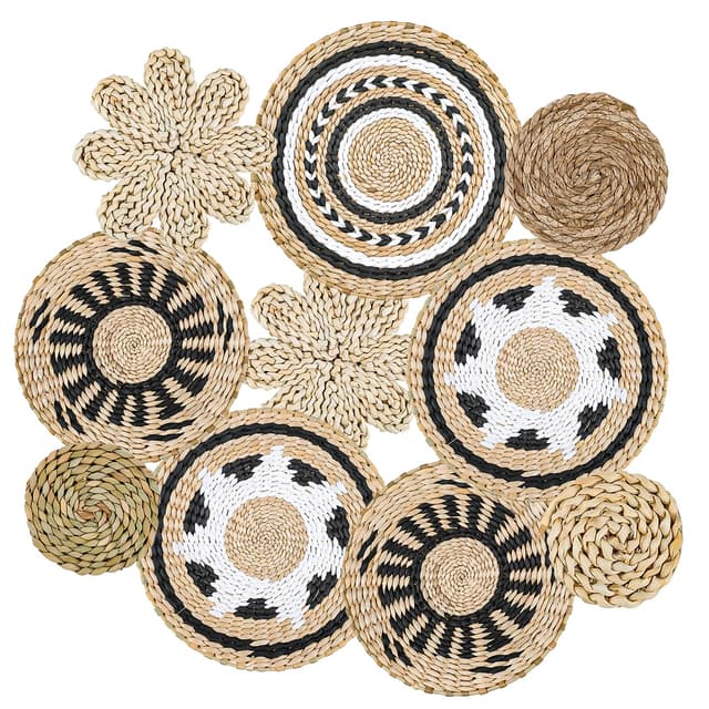 YiYa Boho Wandkorb Dekor Set Gewebtes Wandkorb Gewebte Hängende Wandkörbe Rattan Blume Wand Korb Dekor für Wanddekoration Wohnzimmer Bauernhaus Wohnzimmer Kinderzimmer
