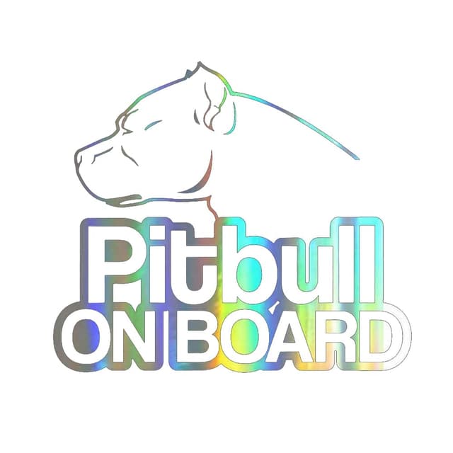 Holographischer Pitbull ON BOARD Autoaufkleber, Wasserfest, Reflektierend, Lustige Hundeaufkleber für Auto, Stoßstange, Fenster (15cm/5.9 Inch)
