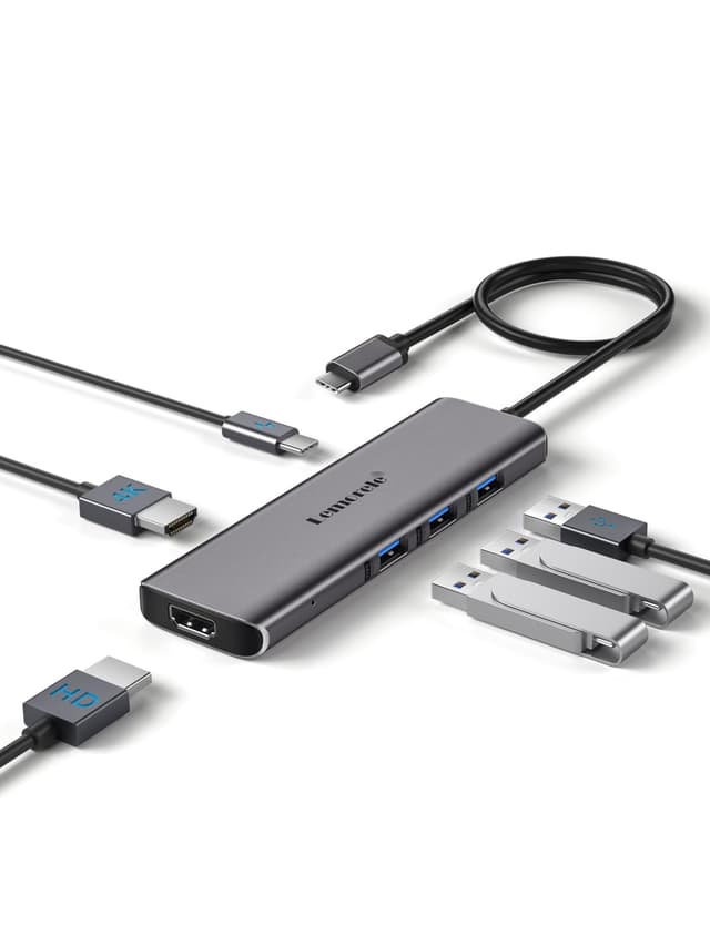 𝐔𝐩𝐠𝐫𝐚𝐝𝐞 Lemorele 6 in 1 Dual Display Aluminiumgehäuse Adapter mit Dual HDMI, 3*USB 3.0, 100W PD, USB C Hub für MacBook Air Pro M1 M2 Mac OS 10.15