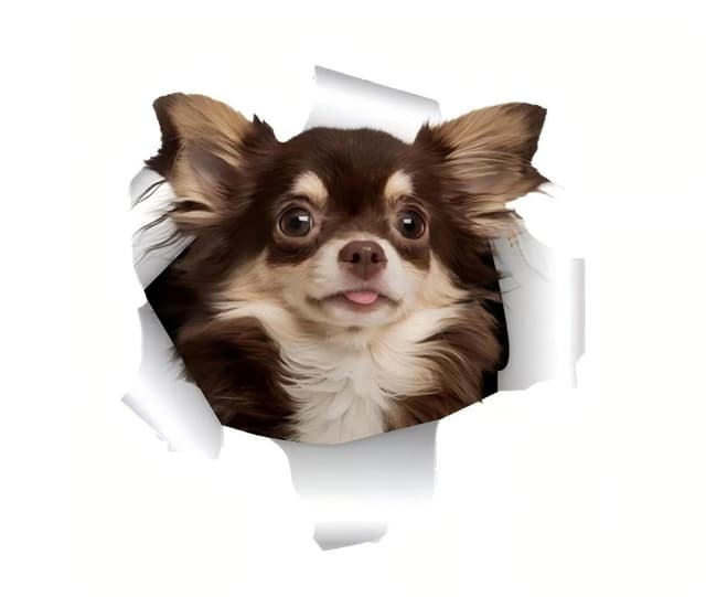 Chihuahua Aufkleber, Wasserdichter Autoaufkleber mit 3D Durchbruch-Effekt, Dekorative Aufkleber für Auto, Laptop, Kühlschrank (15cm/5.9 Inch)