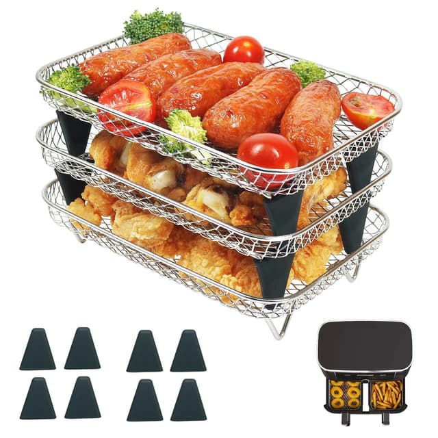 YQL Air Fryer Racks für Ninja Foodi Dual Zone, 304 Edelstahl Airfryer Zubehör, Speziell für Ninja AF300EU entwickelt, Grillrost Heißluftfritteuse für Tower/Ninja Dual Zone Heißluftfritteuse 7,6L