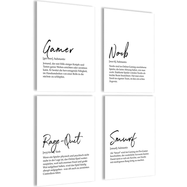 mojoliving Poster Anime Set Bilder für Manga Wall Anime Poster für japanische Deko Zimmer Aesthetic Bilder für Wand Collage Posterset 4x A4 (21x30cm) | ohne Rahmen Gaming Definitionen