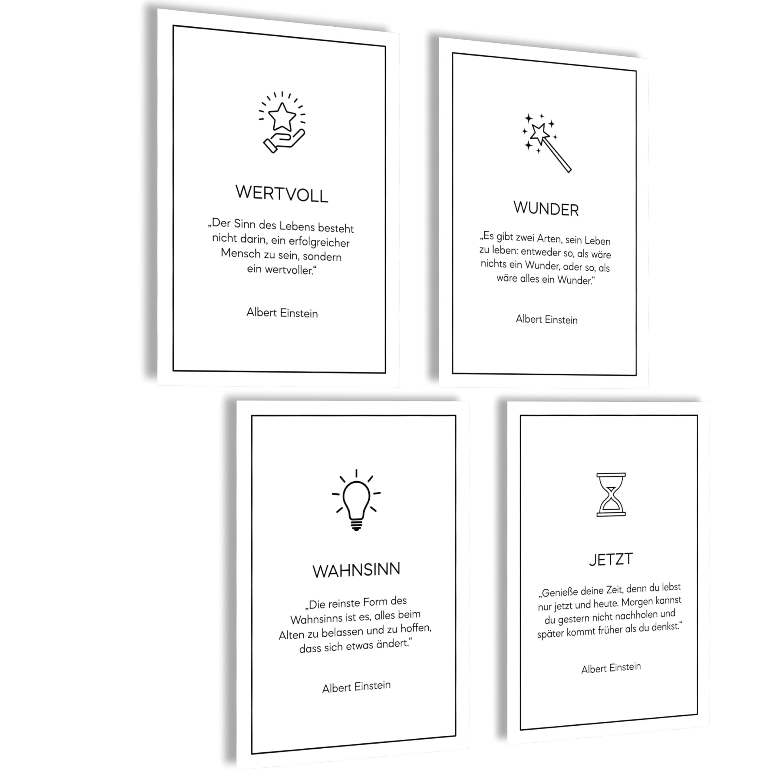 mojoliving Einstein Poster Bilder Badezimmer Bilder Gäste WC Schild Badezimmer Poster Toilette WC Deko Bad WC Deko Gästetoilette Bild Posterset 4x A4 (21x30cm) | ohne Rahmen Einstein Zitate