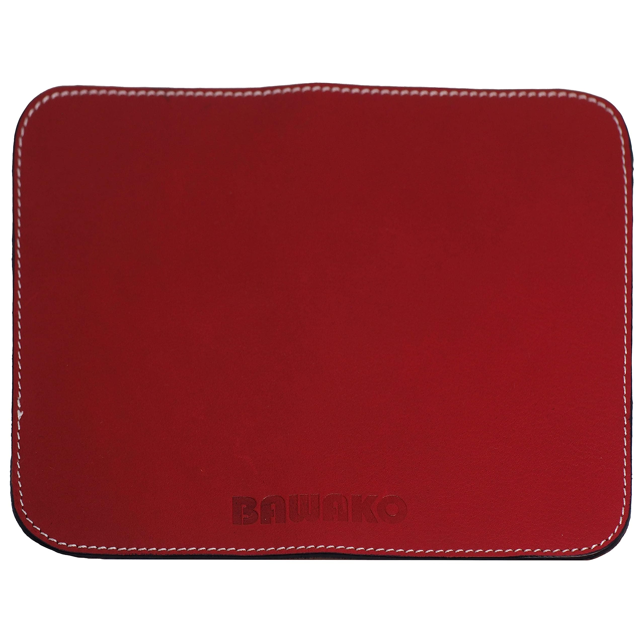 BAWAKO Hochwertiges Mauspad aus echtem Leder rutschfeste Mousepad 21×16 cm, Klein Mauspad für latop Desktop Leather Pad Gaming Arbeit (Rot, M) 210L x 160B mm Rot