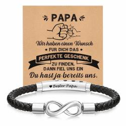 XUANPAI Vatertagsgeschenk für Papa Armband Herren - Lederarmband Unendlichkeitszeichen mit Gravur Bester Papa Opa Männer Ich Liebe Dich Geschenke für Mann Ehemann zum Geburtstag Jahrestag