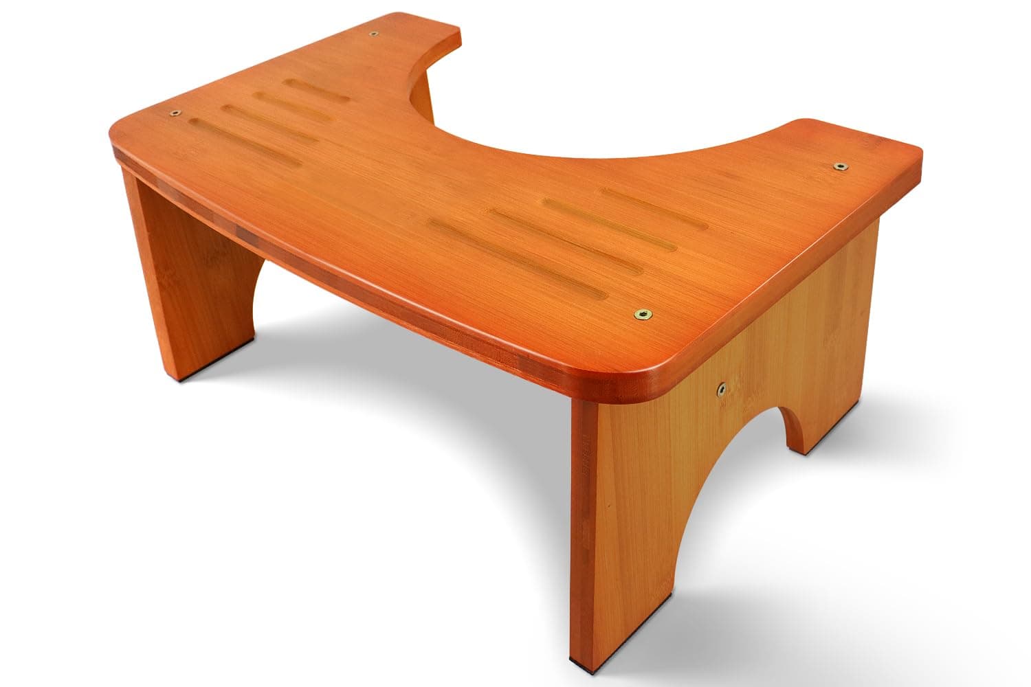 RayLove Physiologischer Toilettenhocker aus Bambus – WC-Trittbrett aus Holz – 35 Grad strapazierfähiger C-förmiger Hocker(Kaffeefarbe)