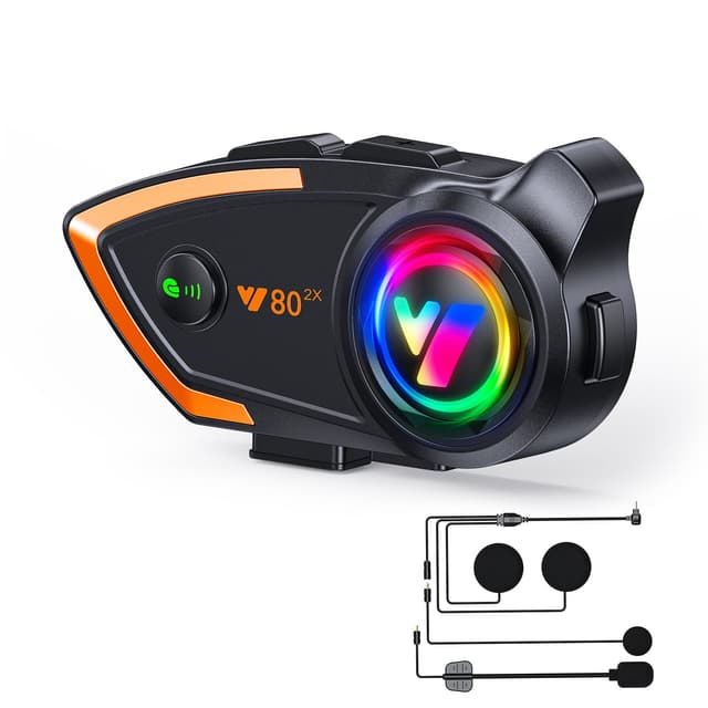 Motorrad Intercom Headset Motorrad Helm Bluetooth Headset 500m 2 Fahrer Intercom Headset mit CVC Geräusch Sound Qualität Lautsprecher Kommunikationssysteme Motorrad Reiten/Schneemobil/Radfahren/Sport