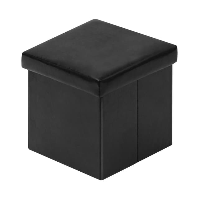 Bonlife Sitzhocker Mit Stauraum Sitzbank Faltbar Buecher Aufbewahrungsbox Klein Sitz Box Faltbox mit Deckel Schwarz 30x30x30cm Schwarz s-Lederimitat