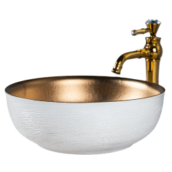 Keramik Arbeitsplatte Waschbecken für Bad Kunst jingdezhen einzigartige Handwerk weiß gold lavabo mit für Eitelkeit oben Gold White