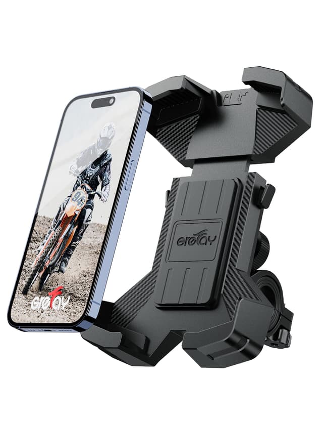 Grefay Fahrrad Handyhalterung Handyhalter Motorrad Fahrrad Lenker Handy Halterung Mit 360 Drehen für 4,7-7,0 Zoll Smartphone (Black)