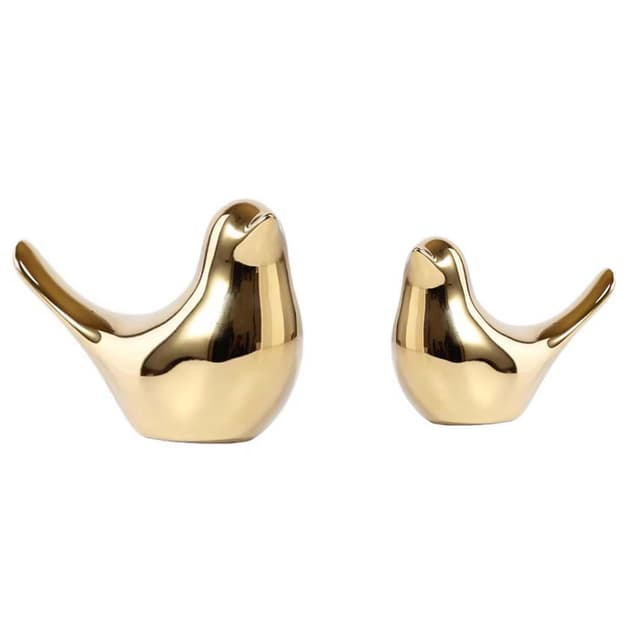 Moaobooh 2 Stück Vogel Statue，Moderne Tier Skulpturen Keramik Heim skulptur deko für Dekoration Ornamente Wohnzimmer Schlafzimmer Büro Schreibtisch Schränke (Gold)