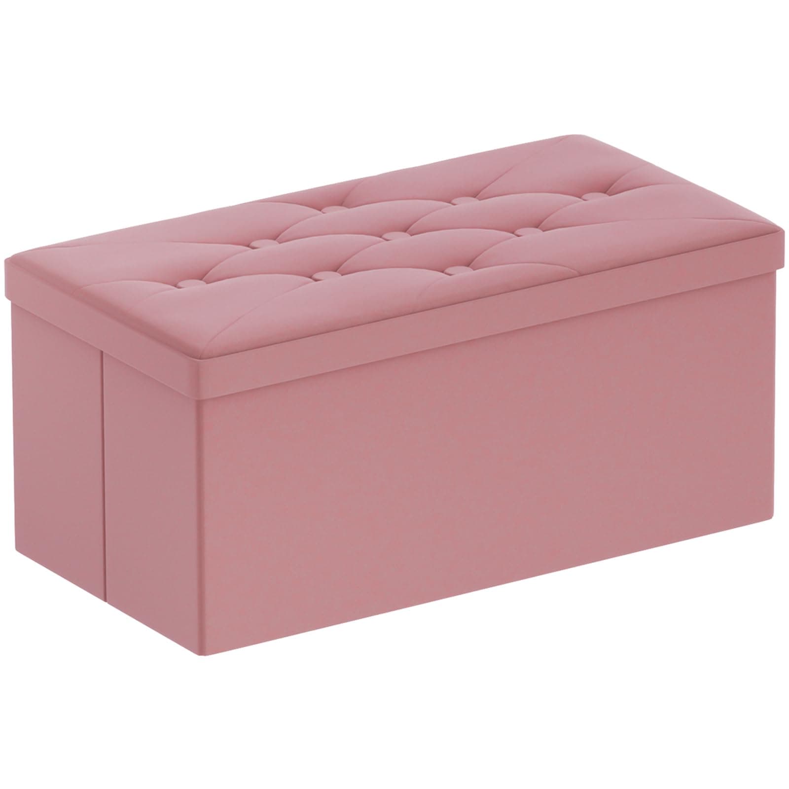 BRIAN & DANY Sitzbank mit Stauraum, Faltbarer Sitzhocker Samtstoff Sitztruhen mit Deckel, Aufbewahrungsbox Zum Sitzen für Wohnzimmer Schlafzimmer Flur, 80 x 40 x 40 cm (Pfirsichrot) 80T x 40B x 40H cm Pfirsichrot