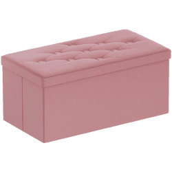 BRIAN & DANY Sitzbank mit Stauraum, Faltbarer Sitzhocker Samtstoff Sitztruhen mit Deckel, Aufbewahrungsbox Zum Sitzen für Wohnzimmer Schlafzimmer Flur, 80 x 40 x 40 cm (Pfirsichrot) 80T x 40B x 40H cm Pfirsichrot