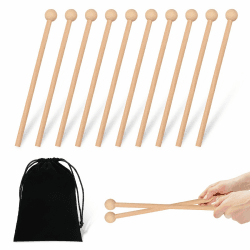 ZOCONE 10 Stück Holzschlägel, Klein Schlägel für Glockenspiel Xylophon Schlägel Holz Mallets Drumsticks Kinder TrommelSchlägel Percussion Sticks Paukenschlägel Schlägel für Klangschalen Percussion