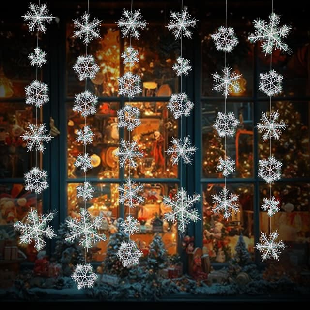 48 Stück Schneeflocken Deko,Schneeflocken Fenster Girlande,HäNgedeko Schneeflocken Weihnachten,Weihnachten Schneeflocken Fensterdeko Weihnachten Weihnachts Baumschmuck (6 8 11 15Cm)