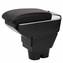YJYWZH für Peugeot 207 207CC Armlehnen Mittelarmlehne mit Ablagefach und Getrankehalter Autozubehör Konsole Armauflage Schwarz Rot Nähte