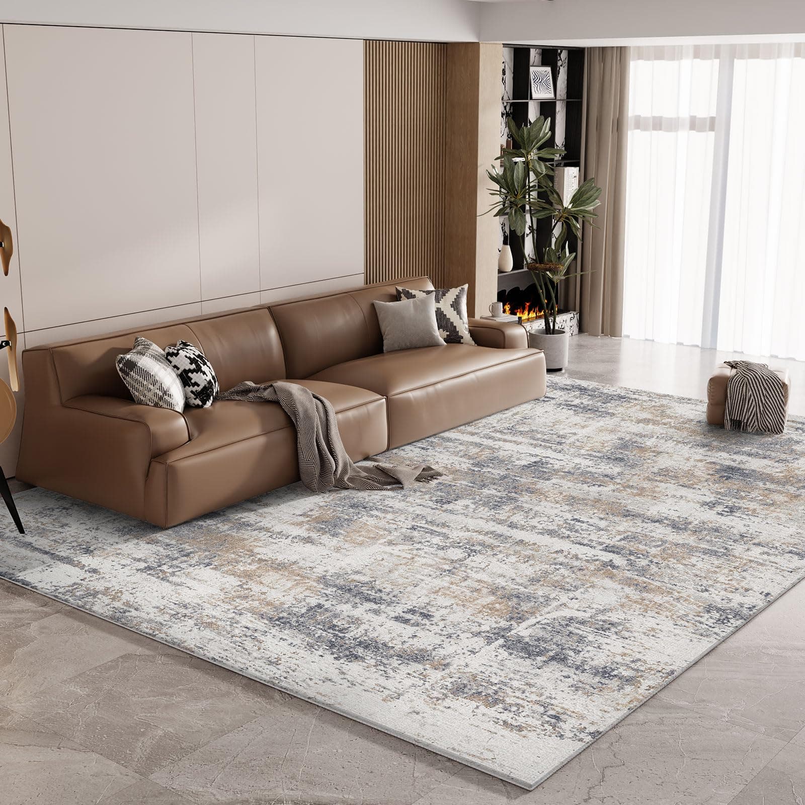 Vamcheer Teppich Wohnzimmer Flauschig Waschbar - 120X170 Schlafzimmer Teppich rutschfest,Teppiche Gegend Moderner, Eingedickter Schwamm Komfort Updrade, für Arbeitszimmer, Büro,Super Weich, Blau&Grau Modern Blau Grau 120x170