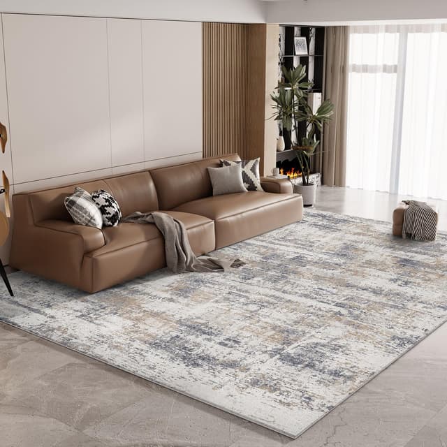 Vamcheer Teppich Wohnzimmer Flauschig Waschbar - 120X170 Schlafzimmer Teppich rutschfest,Teppiche Gegend Moderner, Eingedickter Schwamm Komfort Updrade, für Arbeitszimmer, Büro,Super Weich, Blau&Grau Modern Blau Grau 120x170