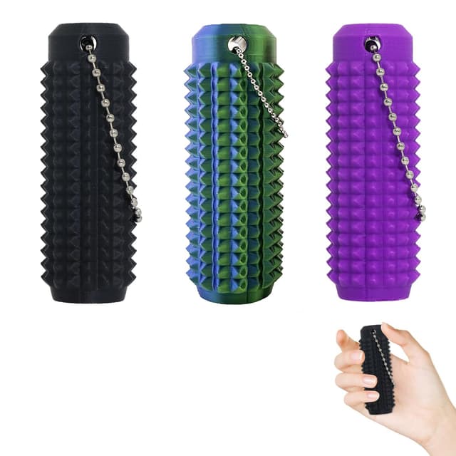 Bambebe Fidget Spielzeug & Fingermassagegerät Set – 3 Pcs Spiky Grippie Schlüsselanhänger & Akupressur Massagestab – Stressabbau & Fokushilfe bei ADHS, Sensorik Spielzeug für Erwachsene