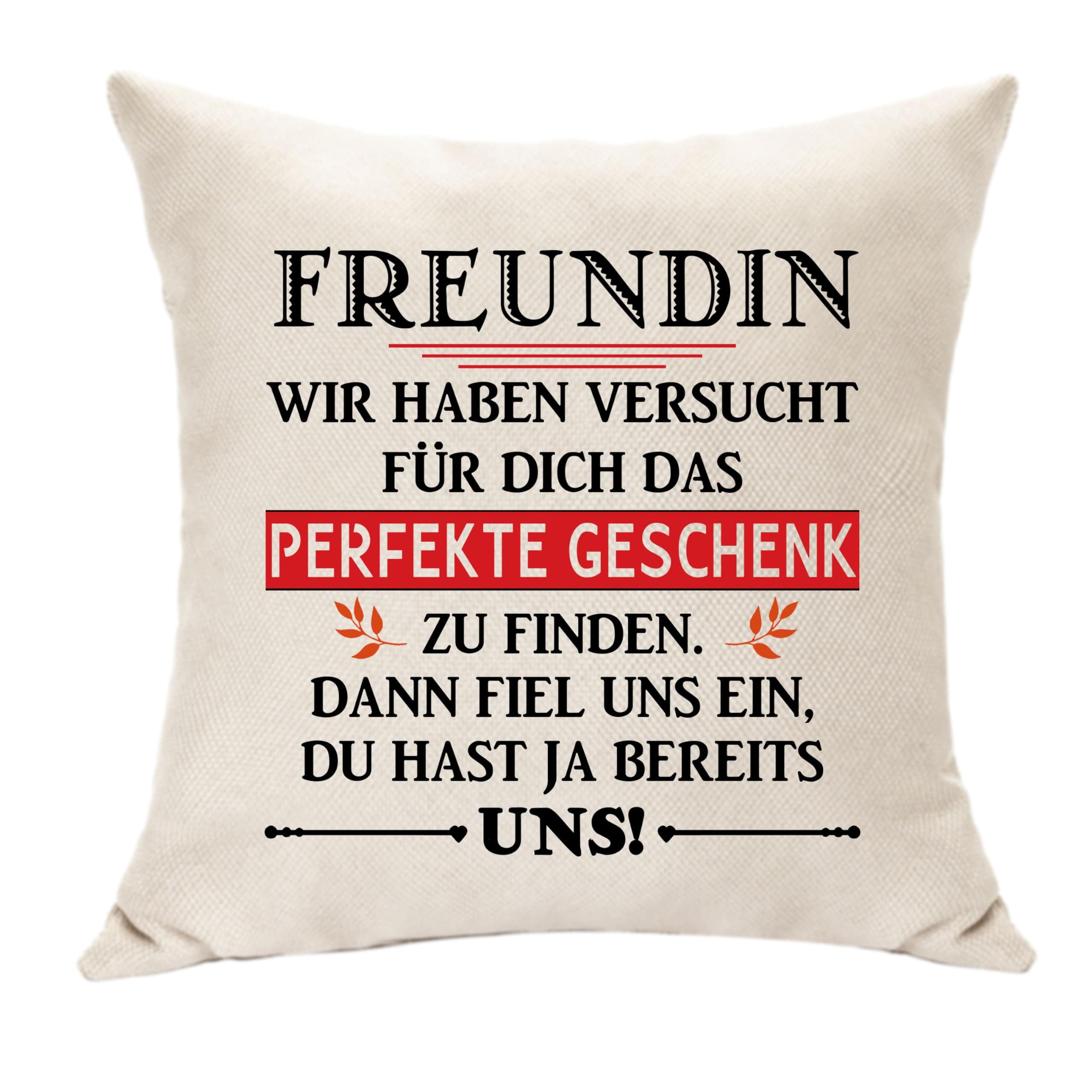 Hasodeo Freundin Geschenke Kissenbezug Deko Original Geschenke für Mädchen Freund Freundschaft Andenken Idee für Graduierung Geburtstagsgeschenke Zierkissenbezüge 45x45 (Freundin)