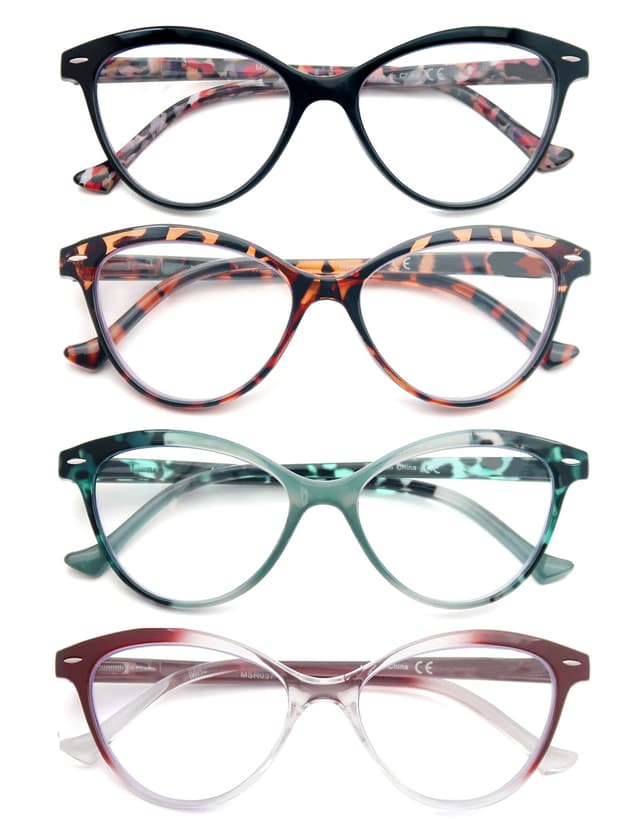 HEEYYOK Lesebrille Damen Blumen/Blumenmuster Katzenauge Lesebrillen Bequeme Bunte Leichte Fassung 4 Mischfarbe-037-c5678 1.75 Dioptrien