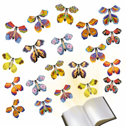 ZITUZY 20 Stück Fliegende Schmetterlinge Magische, 10 Stile Schmetterling mit Gummiband, Fliegender Schmetterling Karte， Kinderspielzeug Schmetterling Karte, für Geburtstag, Hochzeit