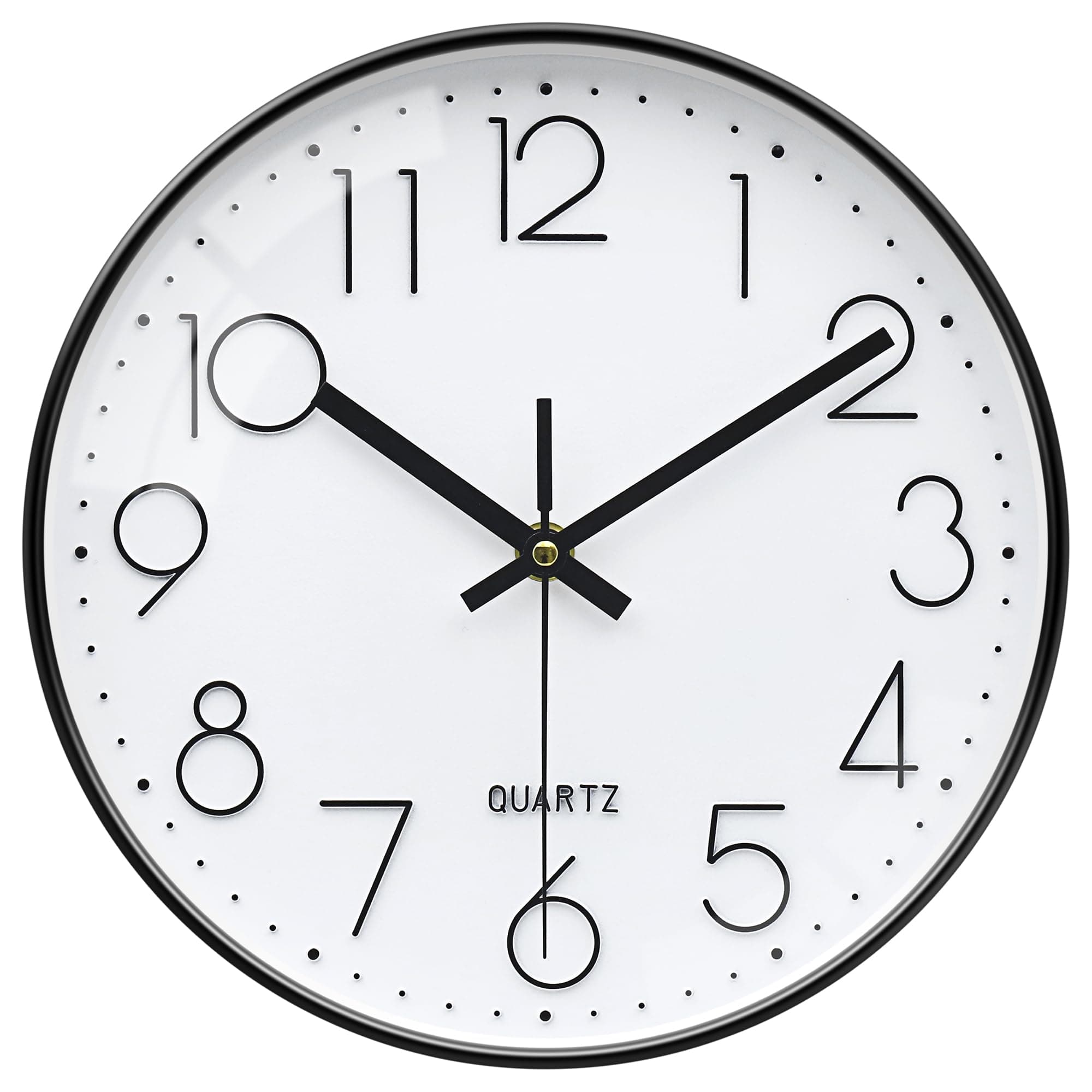 VIKMARI Modern Wanduhr Rund Weiß Lautlos Geräuschlos Batteriebetrieben Wanduhr für Wohnzimmer Schlafzimmer Heimbüro Küche, 25cm Schwarz 25 cm