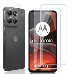 Locofun Schutzfolie für Motorola Moto G15 für Panzerglas, 9H Härte Panzer Schutz Glas und Kameraschutz Panzerfolie [2+2 Stück], Anti-Kratzer Displayschutzfolie Schutzglas