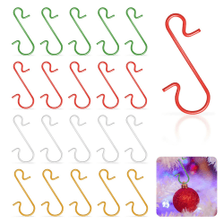 Yisscen Kugelaufhänger für Christbaumkugeln, S Haken Klein für Weihnachtsbaumschmuck, 120 Stück Schnellaufhänger für Weihnachtskugel, Deko Anhänger, Edelstahl, 4 Farben(02) 4 Farben-02