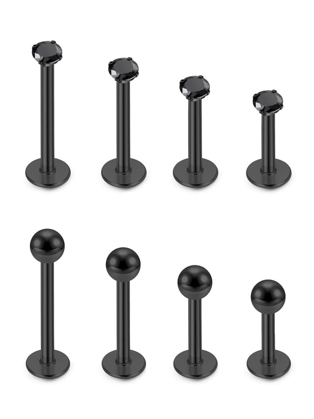 JSDDE 8 Stücke Labret Piercing Gold Set Lippenpiercing Conch Piercing Helix Tragus Piercing Knorpel Ohrringe Stud Medusa Piercing Gold 6-12mm