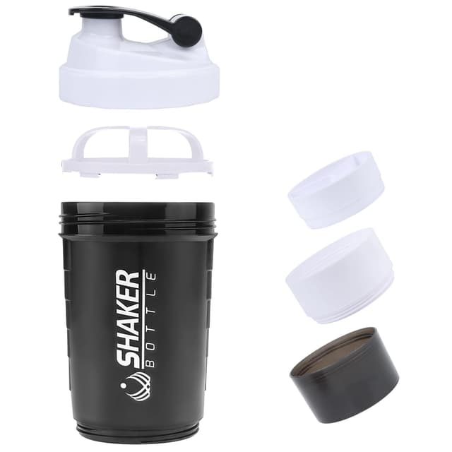 VIGIND Protein Shaker 500ml, Eiweiß Shaker mit Kugel, Auslaufsichere Sport Shake Flasche für Gym, Proteinpulver Shaker Becher mit Lagerung, inkl. Drahtgitter für klumpenfreie Proteinshake (Weiß)