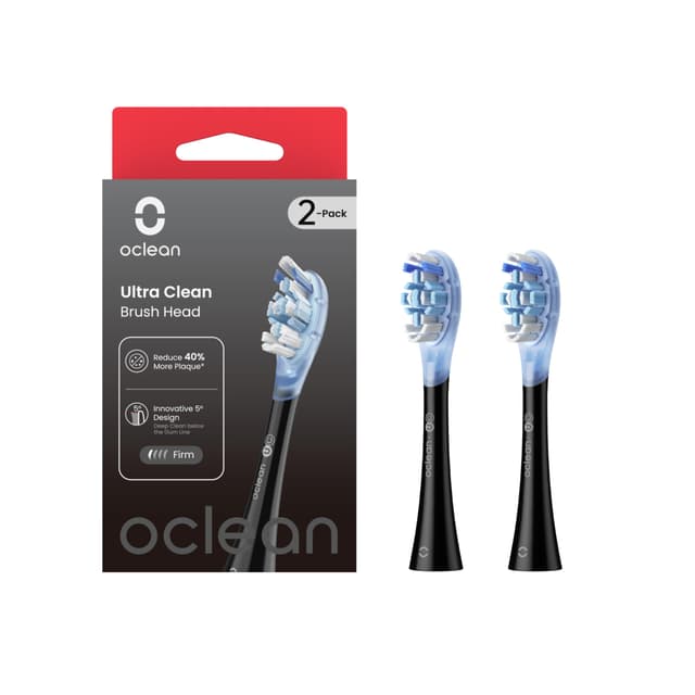 Oclean Ultra Clean Bürstenkopf 2 Pack, Weicher Gummi Ersatzbürstenkopf mit DuPont Borsten für Oclean elektrische Zahnbürste, Aufsteckzahnbürsten mit Zungenreiniger geeignet für Oclean Schallzahnbürste Blau