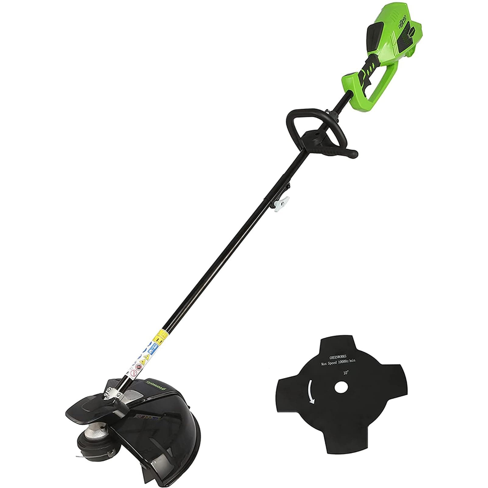 Greenworks 40V Akku Freischneider mit bürstenlosem Motor, Geschirr, verstellbarer Höhe, 40 cm Schnittbreite, 2 mm Nylonfäden oder 25 cm Klinge OHNE 40 V Akku und Ladegerät, 3 Jahre Garantie GD40BC Ohne Akku