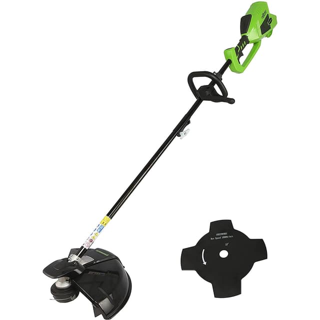Greenworks 40V Akku Freischneider mit bürstenlosem Motor, Geschirr, verstellbarer Höhe, 40 cm Schnittbreite, 2 mm Nylonfäden oder 25 cm Klinge OHNE 40 V Akku und Ladegerät, 3 Jahre Garantie GD40BC Ohne Akku