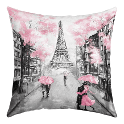 Homewish Paris Kissenbezug 40 x 40 cm Französischer Eiffelturm Kissenbezug für Zuhause Bett Sofa Couch Kissenbezug Mit Retro Paris Thema Aquarell Kirschblüten Dekorativer Kissenbezug Rosa Grau Multi 1 40 x 40 cm, 1 Stück