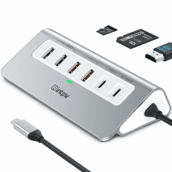 Intpw USB C Hub 10Gbps, 9-IN-1 Docking Station mit HDMI 4K@60HZ, 3 USB 3.2 10Gbps Data, PD 100W, 2 USB-A 2.0, SD/TF Port für iPhone 16/15,MacBookAir/Pro