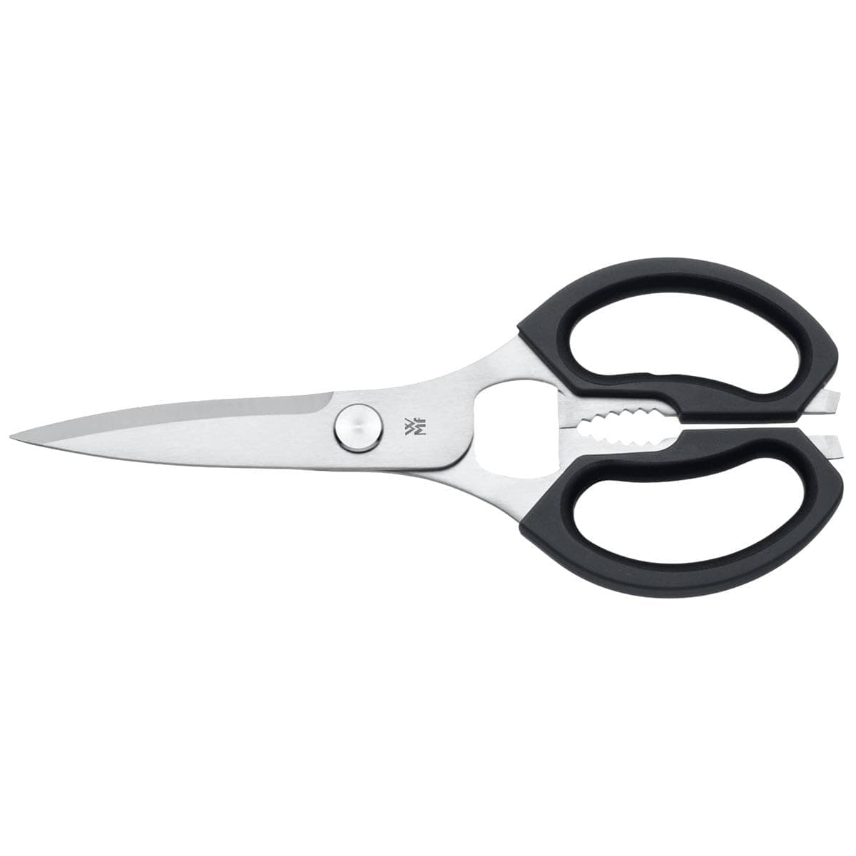 WMF Küchenschere 23 cm, Haushaltsschere, Schere Küche, Cromargan Edelstahl, Kunststoffgriff, Universal-Schere mit Flaschenöffner und Dosenheber 1883216030 Haushaltschere