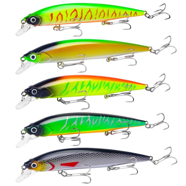 5 Stück Hecht Köder, Kunstköder Wobbler Hecht, Fisch Köder Swimbait lebensechter für Zander Barsch Forellen, Angel köder für Süß und Salzwasser, barsch köder, Zander köder, Raubfisch