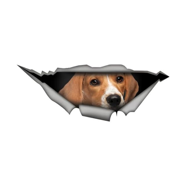 Beagle Hund Aufkleber, Wasserdicht Reflektierend,3D Zerrissener Effekt Aufkleber für Auto, Kühlschrank, Laptop, Stoßstange, Fenster, Haus Dekoration (15cm/5.9 Inch)