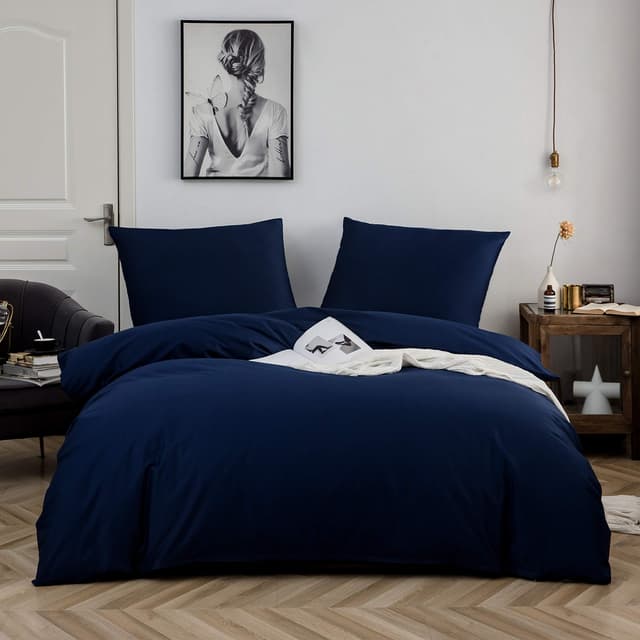 AYSW Baumwolle Bettwäsche 155x220 cm Marineblau 1 Bettbezug mit 1 Kopfkissenbezug 80x80 cm 155 x 220 cm Marineblau