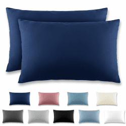 REDKEY Kissenbezug 50x80 cm 2er Set Kopfkissenbezug mit Reißverschluss - Kissenhülle aus gebürstetem Mikrofaser für Kissen,Waschbar bis 40°C Marineblau 50x80cm Marineblau
