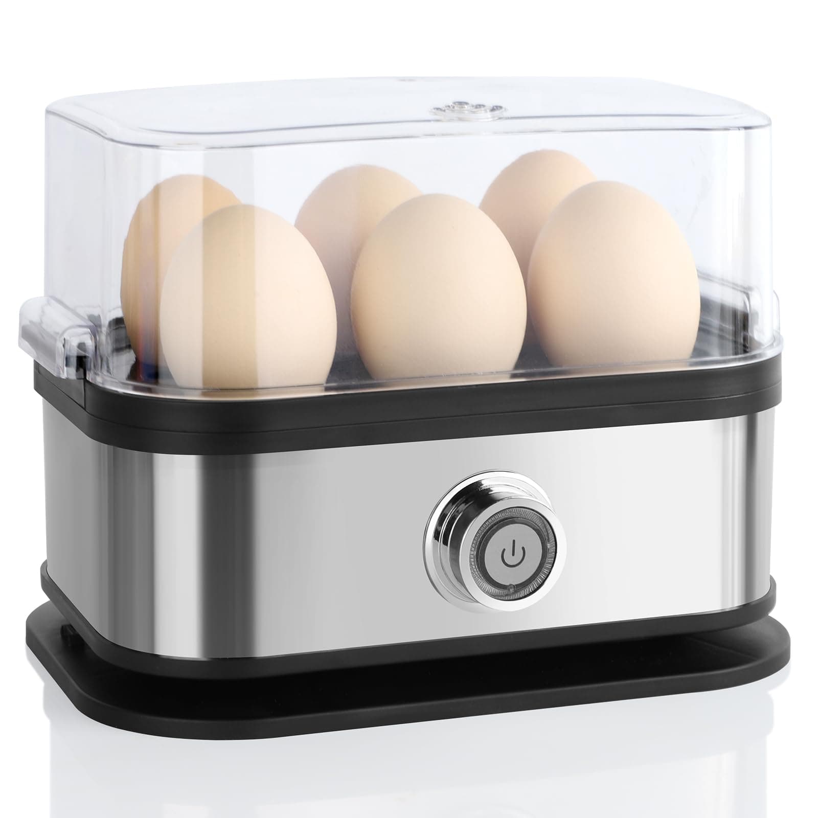 VINATO Eierkocher, bis zu 6 Eier (weich, mittel, hart, pochiert), Familiengröße Egg Cooker, Leicht zu reinigen Egg Boiler
