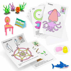 3D-Stift-Druckvorlage, 20 Blatt 3D-Drucker-Zeichnungs-Graffiti, 3D-Malpapier-Schablonen mit transparenter PVC-Platte, für Kinder-Weihnachts- und Geburtstagsgeschenke zum Selbermachen, Vomika