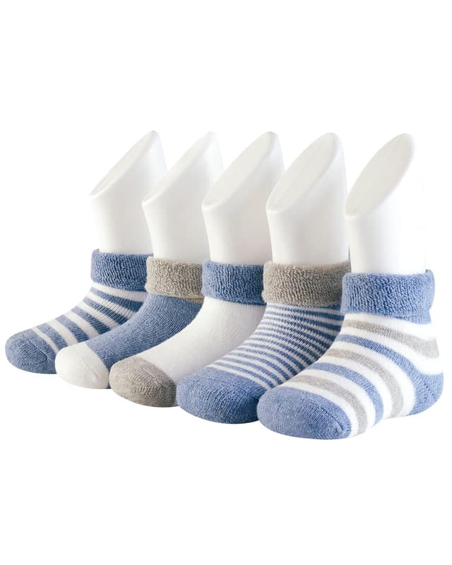 Adorel Baby Jungen Socken Baumwolle Frottee Gefüttert Winter Strümpfe 5er-Pack