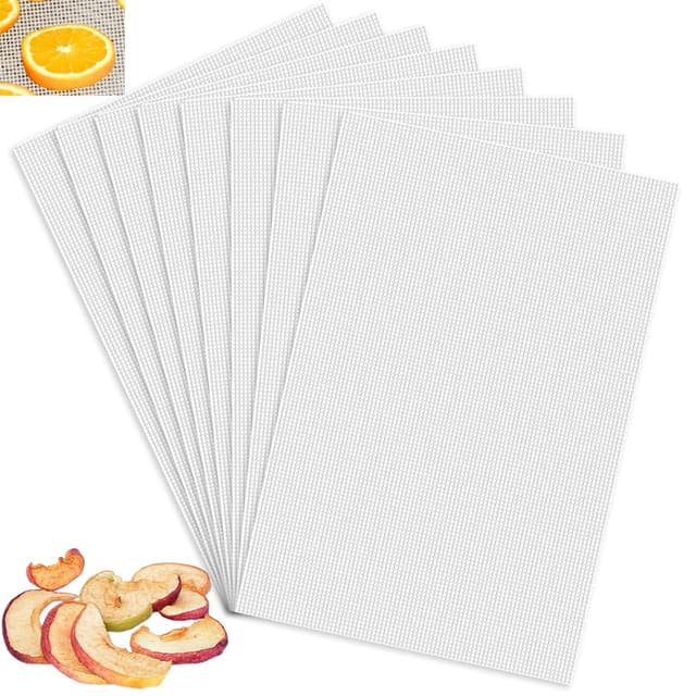 Silikon Dehydrator Blätter, 8 Stück 38,5x28,5cm Blätter Rechteck Dörrfolie, Antihaft Obst Dehydrator, Dörrfolie für Dörrautomat, Dampfgarer Netz Backmatte für Obsttrockner