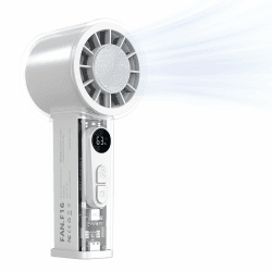 tempsnug Tragbarer Handheld-Turbo-Ventilator mit Eiskühlung, 5000mAh-Akku, Digitalanzeige - Perfekt für Reisen, Outdoor-Einsatz, tolles Geschenk für Männer und Frauen Weiß