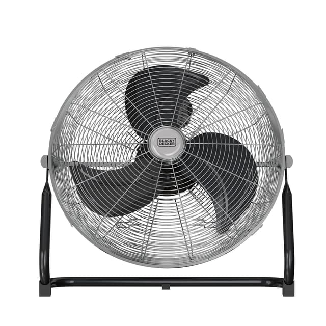 BLACK+DECKER - Bodenventilator 120W | 3 Geschwindigkeiten | Durchmesser 45cm | 3 Metallflügel | Neigungsverstellbar | Rutschfeste Basis | Tragegriff | Abnehmbare Gitterabdeckung | Kabelhalter Ø45cm | Schwarz