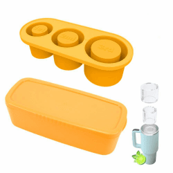 LOMUG Eiswürfelform für Stanley Cup, Silikon Eiswürfelform Eiswürfelschalen, Eiswürfeln mit Deckel, Silikonform Eiswürfel Form, Stanley Cup Zubehör Accessories, Eiswürfelform für Stanley Cup (Gelb)