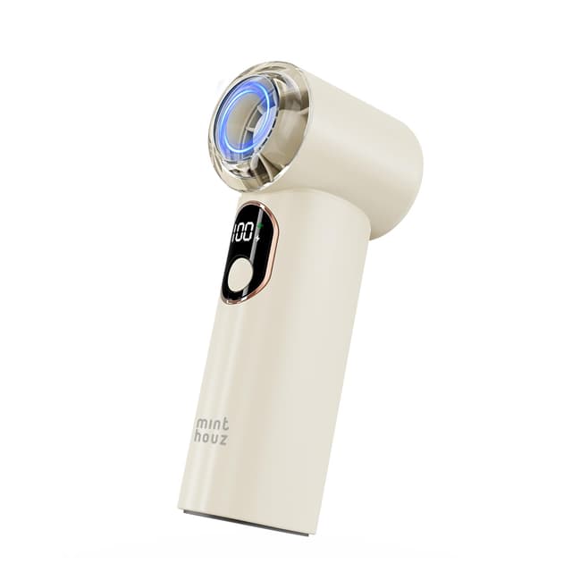 Minthouz Handventilator, 1-100 Stufen Stufenlose Drehzahlregelung Turbo Mini Ventilator Fan, 2000mAh USB-C Wiederaufladbarer Tragbarer Ventilator mit Digitalanzeige, Ideal für Reise, Haus und Büro