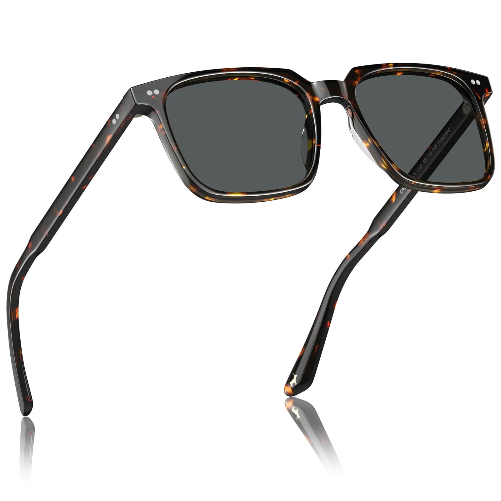 CARFIA Retro Cool Acetat Sonnenbrille für Herren Polarisiert mit UV-Schutz, Trendige quadratische Männer sonnenbrille für den Außenbereich Brillen zum Fahren 4. Rot Schildpatt Rahmen Grau Linse